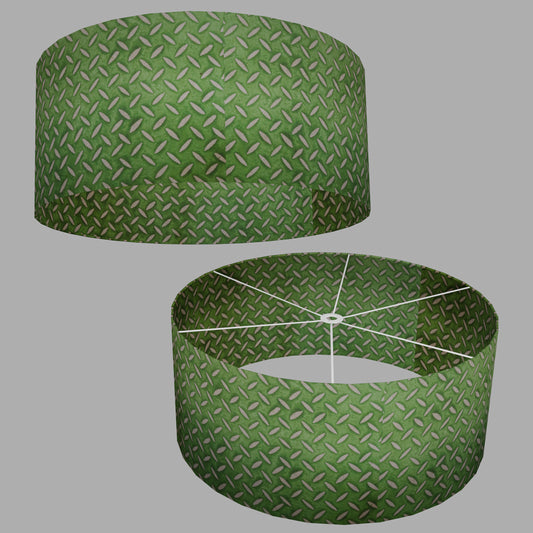 Drum Lamp Shade - P96 - Batik Tread Plate Green, 70cm(d) x 30cm(h)