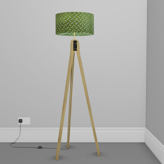 Oak Tripod Floor Lamp - P96 - Batik Tread Plate Green