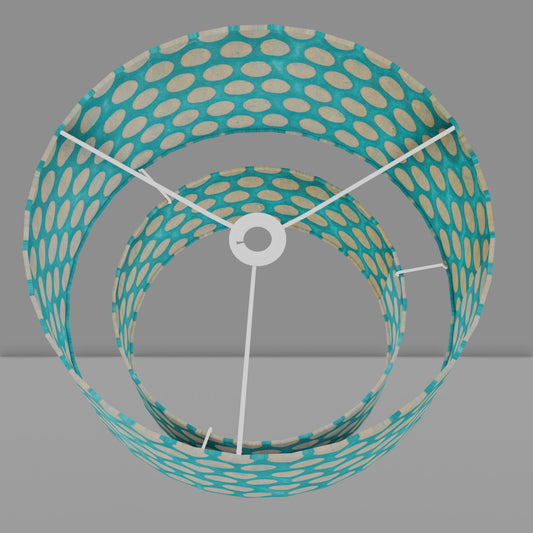 2 Tier Lamp Shade - P97 - Batik Dots on Cyan, 40cm x 20cm & 30cm x 15cm