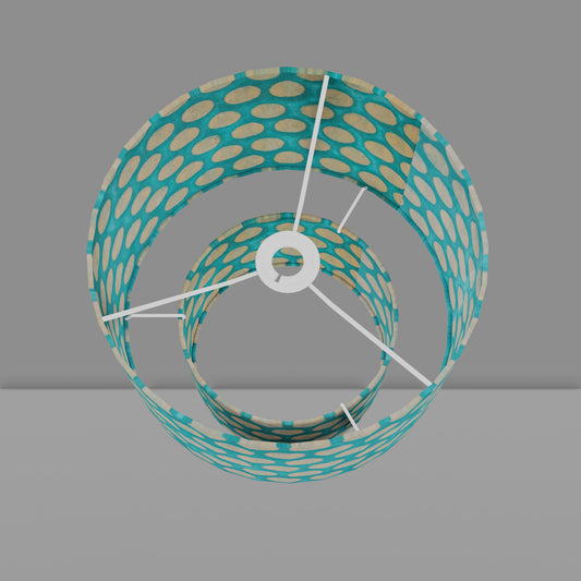 2 Tier Lamp Shade - P97 - Batik Dots on Cyan, 30cm x 20cm & 20cm x 15cm