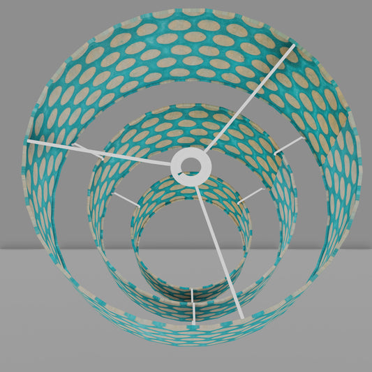 3 Tier Lamp Shade - P97 - Batik Dots on Cyan, 40cm x 20cm, 30cm x 17.5cm & 20cm x 15cm