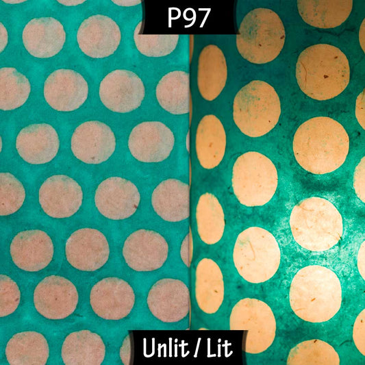 Conical Lamp Shade P97 - Batik Dots on Cyan, 23cm(top) x 35cm(bottom) x 31cm(height)