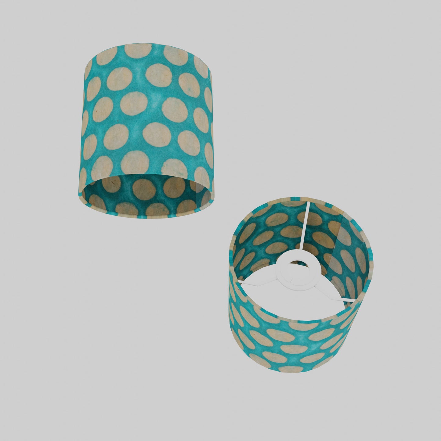 Drum Lamp Shade - P97 ~ Batik Dots on Cyan, 15cm(diameter)