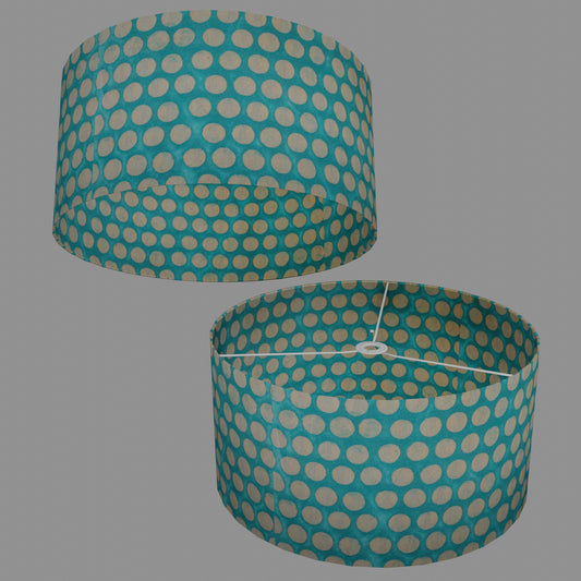 Drum Lamp Shade - P97 - Batik Dots on Cyan, 50cm(d) x 25cm(h)
