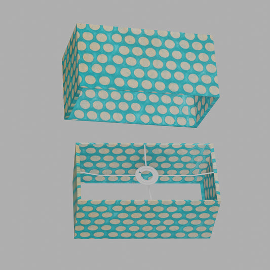 Rectangle Lamp Shade - P97 - Batik Dots on Cyan, 40cm(w) x 20cm(h) x 20cm(d)