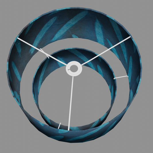 2 Tier Lamp Shade - P99 - Resistance Dyed Teal Bamboo, 40cm x 20cm & 30cm x 15cm