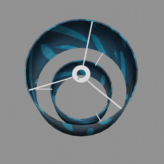 2 Tier Lamp Shade - P99 - Resistance Dyed Teal Bamboo, 30cm x 20cm & 20cm x 15cm