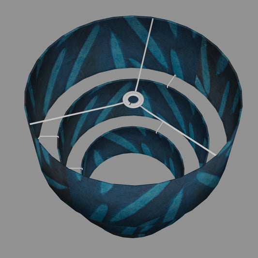 3 Tier Lamp Shade - P99 - Resistance Dyed Teal Bamboo, 50cm x 20cm, 40cm x 17.5cm & 30cm x 15cm