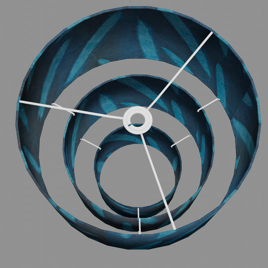 3 Tier Lamp Shade - P99 - Resistance Dyed Teal Bamboo, 40cm x 20cm, 30cm x 17.5cm & 20cm x 15cm