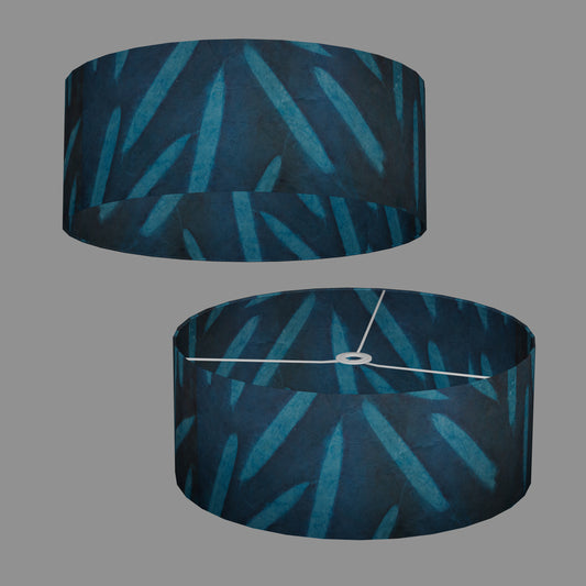 Drum Lamp Shade - P99 - Resistance Dyed Teal Bamboo, 50cm(d) x 20cm(h)
