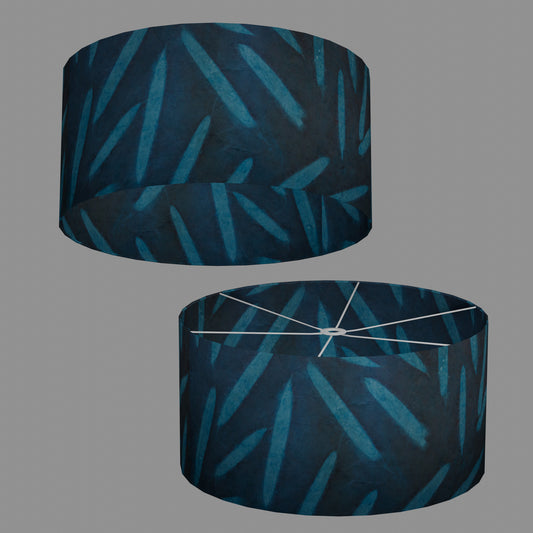 Drum Lamp Shade - P99 - Resistance Dyed Teal Bamboo, 60cm(d) x 30cm(h)