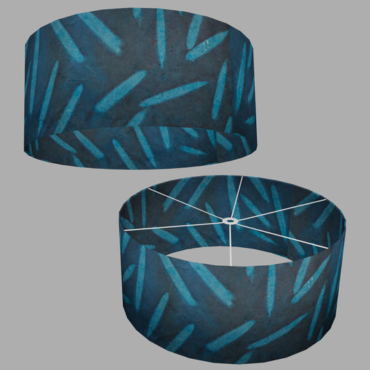 Drum Lamp Shade - P99 - Resistance Dyed Teal Bamboo, 70cm(d) x 30cm(h)