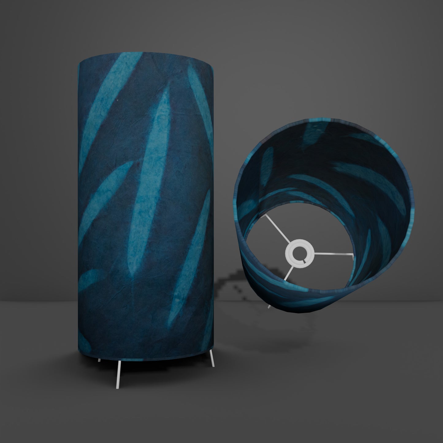 Free Standing Table Lamp Large - P99 - Teal Bamboo Resistance dyed Lokta