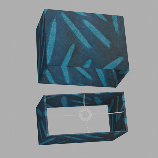 Rectangle Lamp Shade - P99 - Resistance Dyed Teal Bamboo, 40cm(w) x 30cm(h) x 20cm(d)
