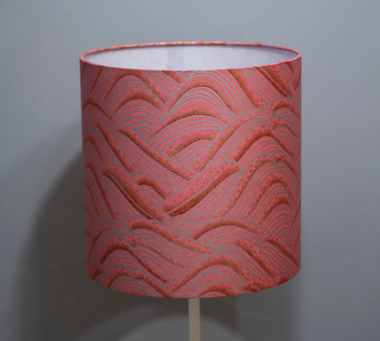 Drum Lamp Shade - W04 - Pink Hills with Gold Flowers, 25cm x 25cm