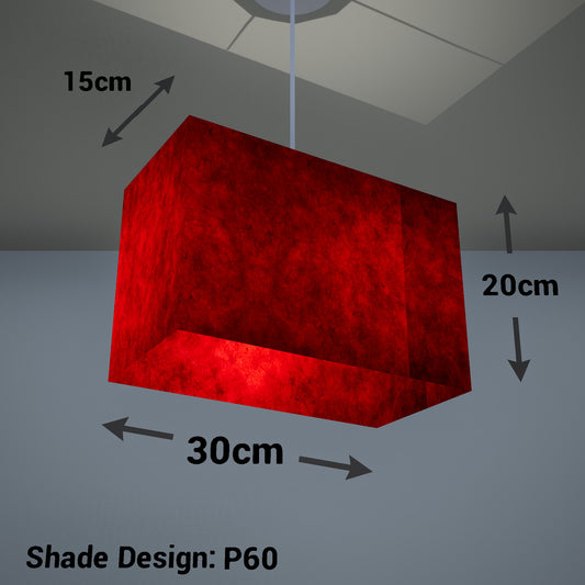 Rectangle Lamp Shade - P60 - Red Lokta, 30cm(w) x 20cm(h) x 15cm(d)