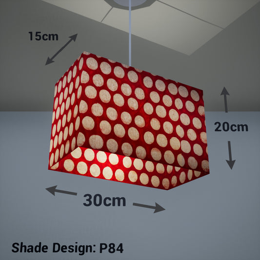 Rectangle Lamp Shade - P84 ~ Batik Dots on Red, 30cm(w) x 20cm(h) x 15cm(d)