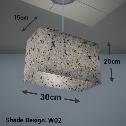 Rectangle Lamp Shade - W02 ~ Pink Cherry Blossom on Grey, 30cm(w) x 20cm(h) x 15cm(d) - Imbue Lighting