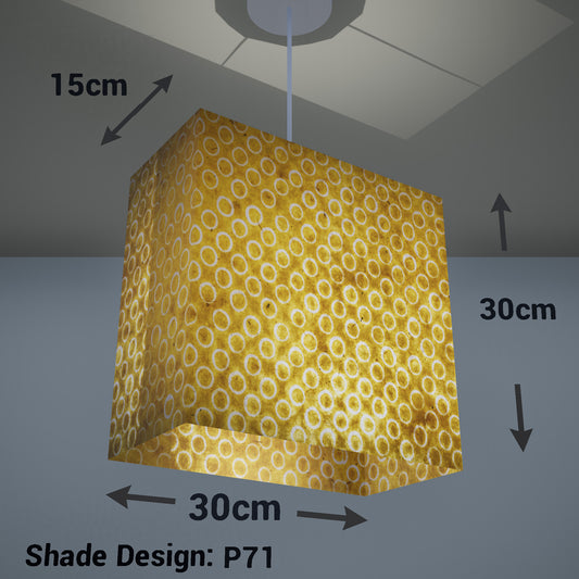 Rectangle Lamp Shade - P71 - Batik Yellow Circles, 30cm(w) x 30cm(h) x 15cm(d) - Imbue Lighting