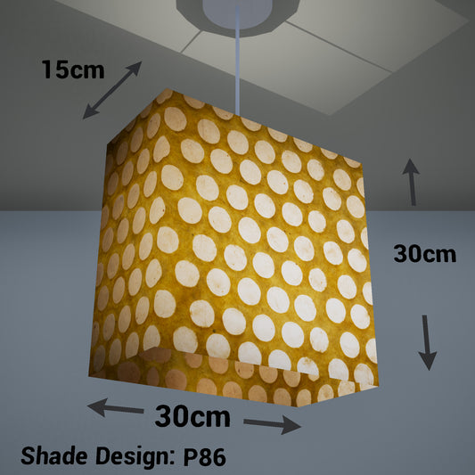 Rectangle Lamp Shade - P86 ~ Batik Dots on Yellow, 30cm(w) x 30cm(h) x 15cm(d)