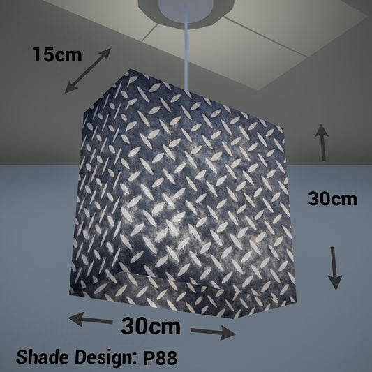 Rectangle Lamp Shade - P88 ~ Batik Tread Plate Grey, 30cm(w) x 30cm(h) x 15cm(d)
