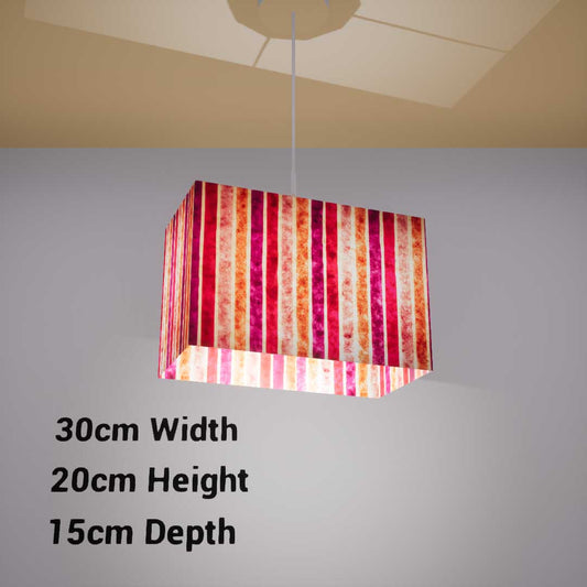 Rectangle Lamp Shade - P04 - Batik Stripes Pink, 30cm(w) x 20cm(h) x 15cm(d) - Imbue Lighting