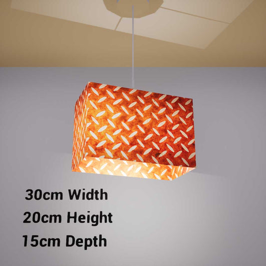 Rectangle Lamp Shade - P12 - Batik Tread Plate Brown, 30cm(w) x 20cm(h) x 15cm(d) - Imbue Lighting