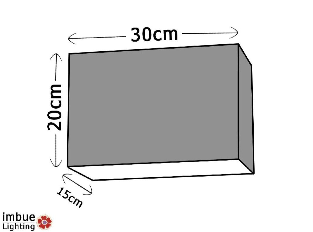 Rectangle Lamp Shade - P29 - Batik Leaf on Green, 30cm(w) x 20cm(h) x 15cm(d) - Imbue Lighting