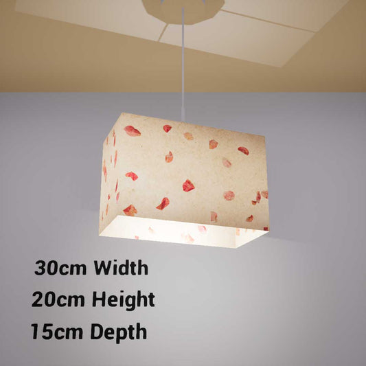 Rectangle Lamp Shade - P33 - Rose Petals on Natural Lokta, 30cm(w) x 20cm(h) x 15cm(d) - Imbue Lighting