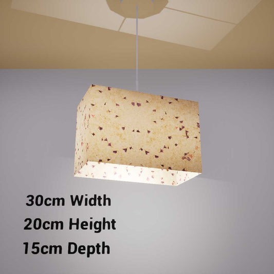 Rectangle Lamp Shade - P34 - Cornflower Petals on Natural Lokta, 30cm(w) x 20cm(h) x 15cm(d) - Imbue Lighting