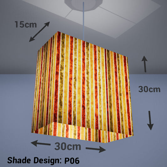 Rectangle Lamp Shade - P06 - Batik Stripes Autumn, 30cm(w) x 30cm(h) x 15cm(d) - Imbue Lighting