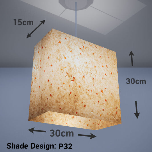 Rectangle Lamp Shade - P32 - Marigold Petals on Natural Lokta, 30cm(w) x 30cm(h) x 15cm(d) - Imbue Lighting