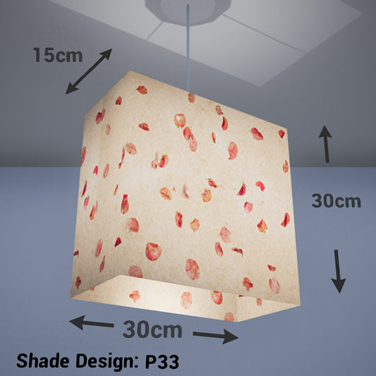 Rectangle Lamp Shade - P33 - Rose Petals on Natural Lokta, 30cm(w) x 30cm(h) x 15cm(d) - Imbue Lighting