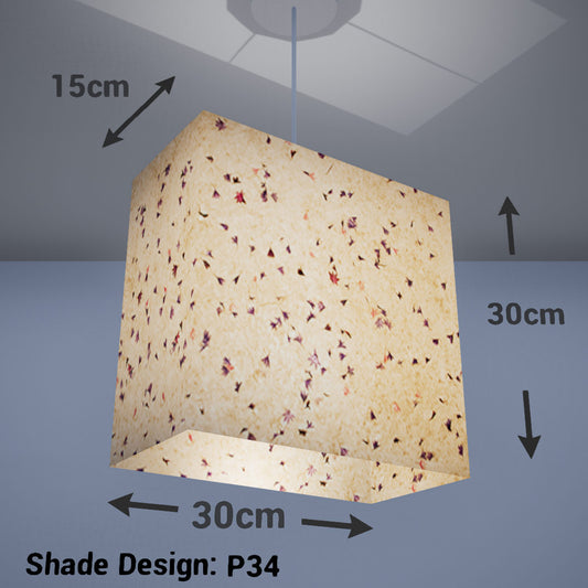 Rectangle Lamp Shade - P34 - Cornflower Petals on Natural Lokta, 30cm(w) x 30cm(h) x 15cm(d) - Imbue Lighting