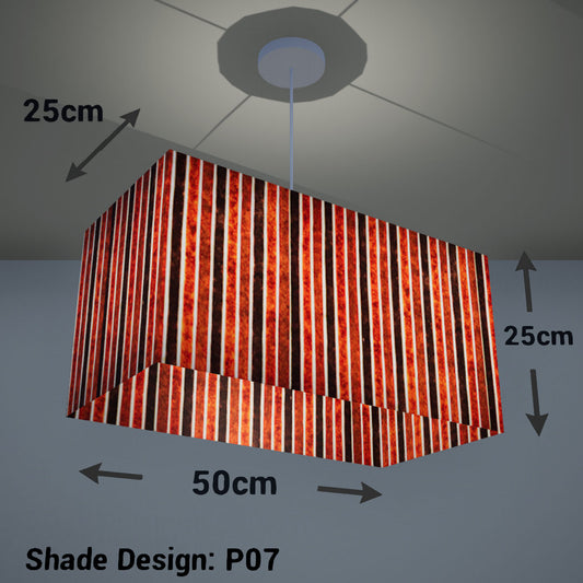 Rectangle Lamp Shade - P07 - Batik Stripes Brown, 50cm(w) x 25cm(h) x 25cm(d) - Imbue Lighting