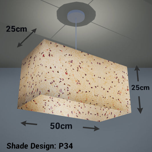 Rectangle Lamp Shade - P34 - Cornflower Petals on Natural Lokta, 50cm(w) x 25cm(h) x 25cm(d) - Imbue Lighting