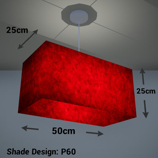 Rectangle Lamp Shade - P60 - Red Lokta, 50cm(w) x 25cm(h) x 25cm(d)