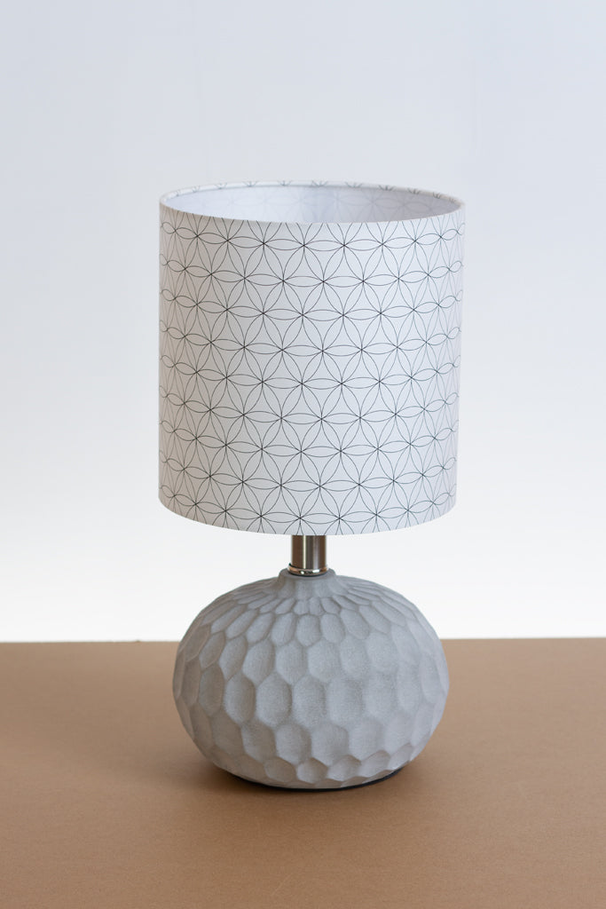 Rola Round Ceramic Table Lamp Base in Grey ~ Drum Lamp Shade 20cm(d) x 20cm(h) B108 ~ Flower of Life