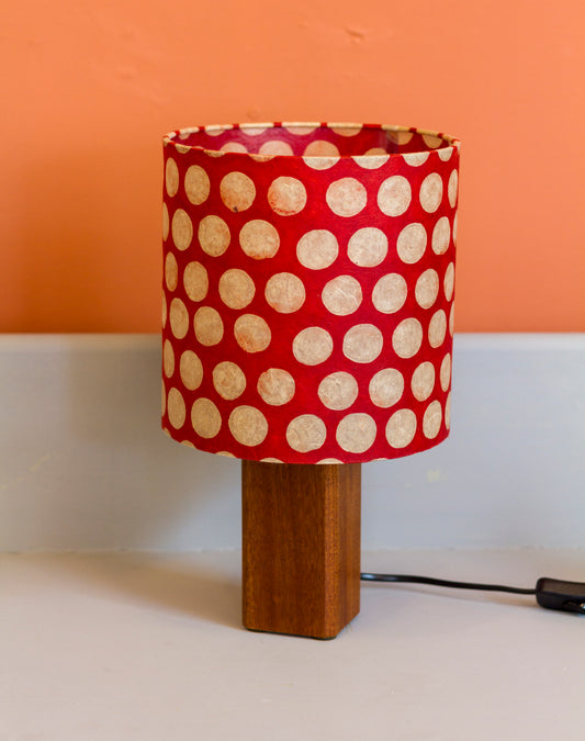 Square Sapele Table Lamp with 20x20cm Drum Lamp Shade P84