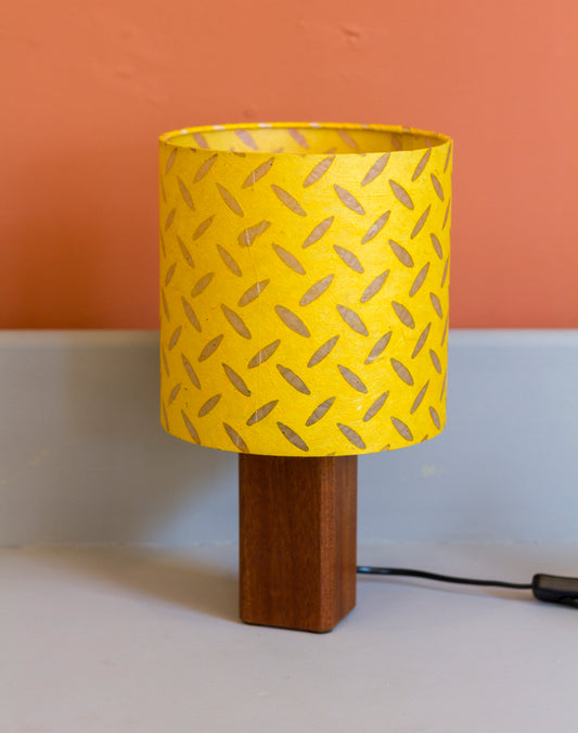 Square Sapele Table Lamp with 20x20cm Drum Lamp Shade P89