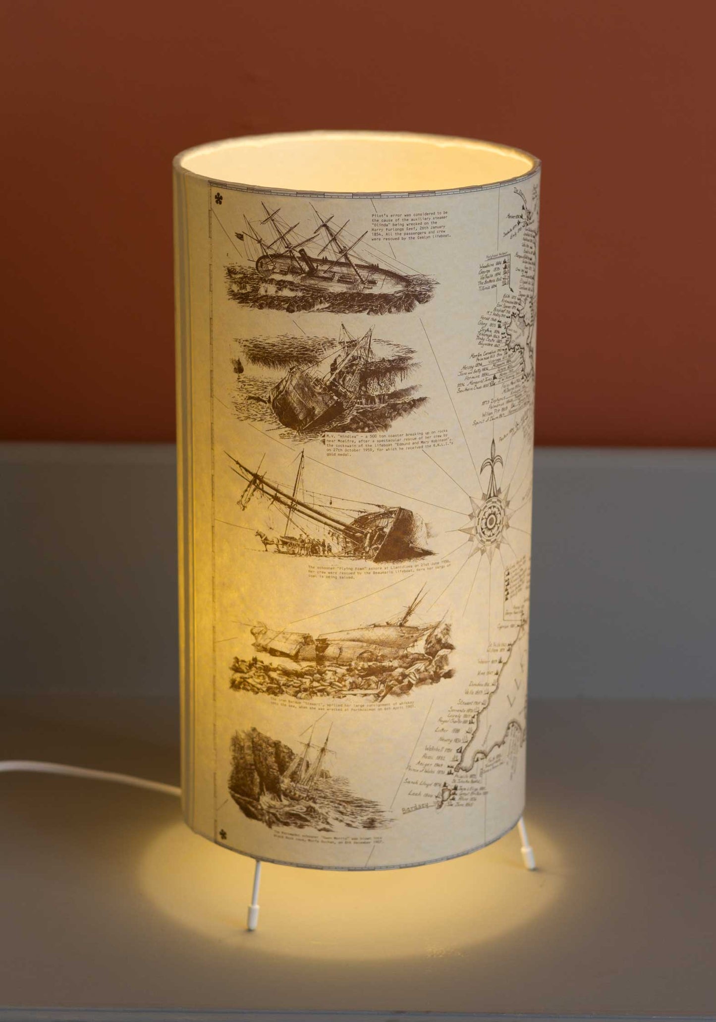Shipwrecks of North Wales Map - Free-standing Table Lamp