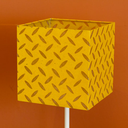 Square Lamp Shade - P89 ~ Batik Tread Plate Yellow, 20cm(w) x 20cm(h) x 20cm(d)