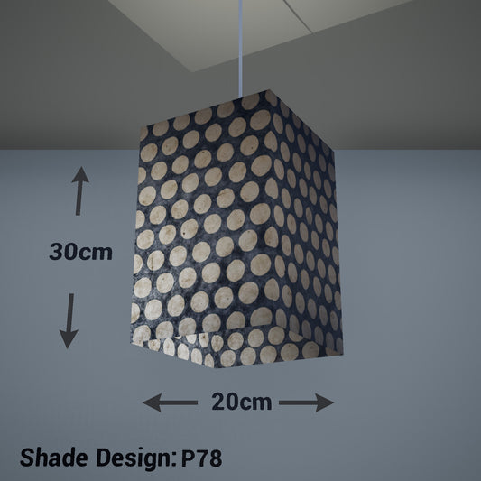 Square Lamp Shade - P78 - Batik Dots on Grey, 20cm(w) x 30cm(h) x 20cm(d) - Imbue Lighting