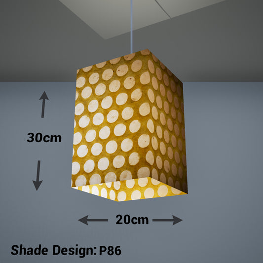 Square Lamp Shade - P86 ~ Batik Dots on Yellow, 20cm(w) x 30cm(h) x 20cm(d)