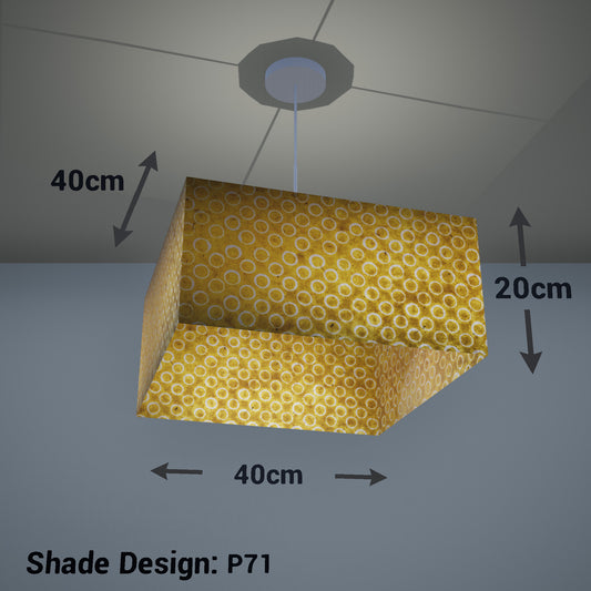 Square Lamp Shade - P71 - Batik Yellow Circles, 40cm(w) x 20cm(h) x 40cm(d) - Imbue Lighting