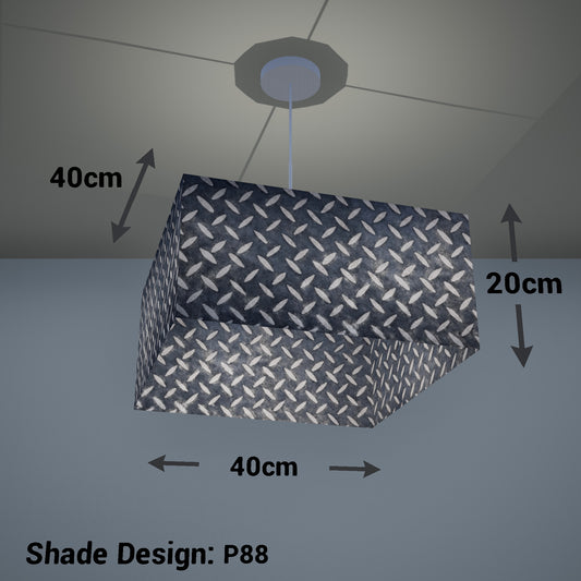 Square Lamp Shade - P88 ~ Batik Tread Plate Grey, 40cm(w) x 20cm(h) x 40cm(d)