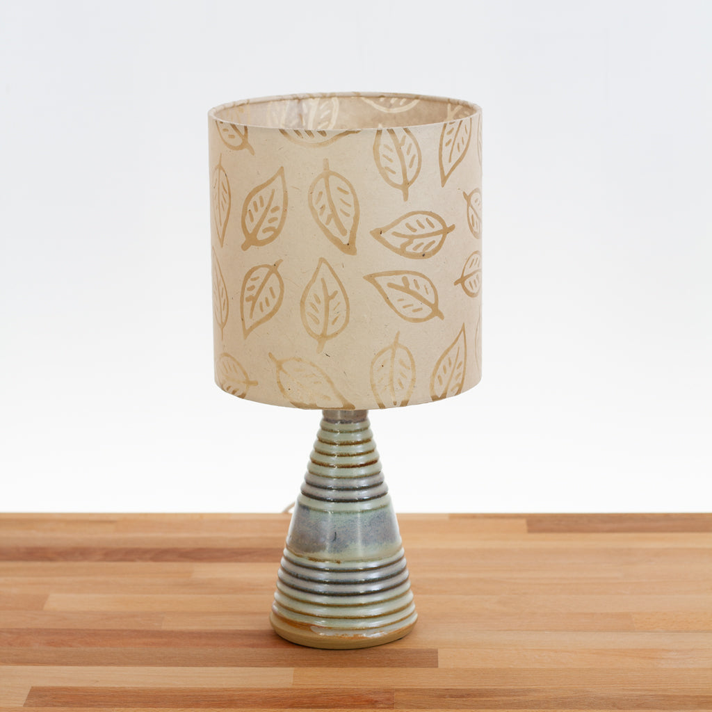 Stoneware Table Lamp Base - Green & Blue - P28 Batik Leaf Natural
