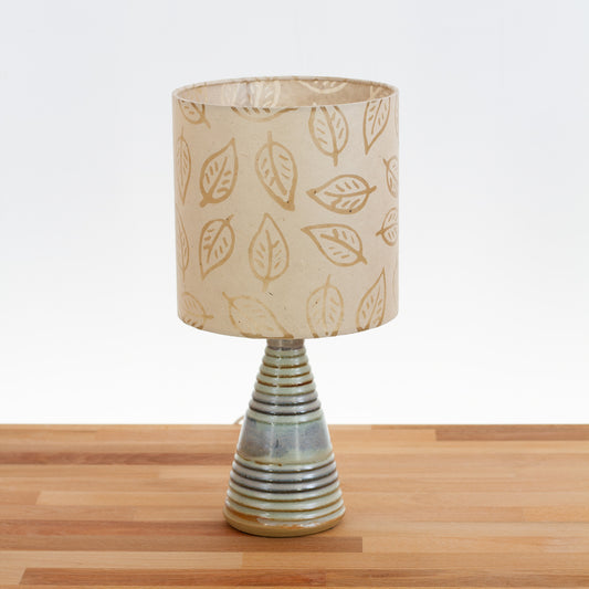 Stoneware Table Lamp Base - Green & Blue - P28 Batik Leaf Natural