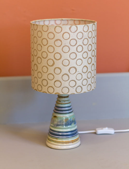 Stoneware Table Lamp Base - Seafoam & Blue - P74 Natural Circles