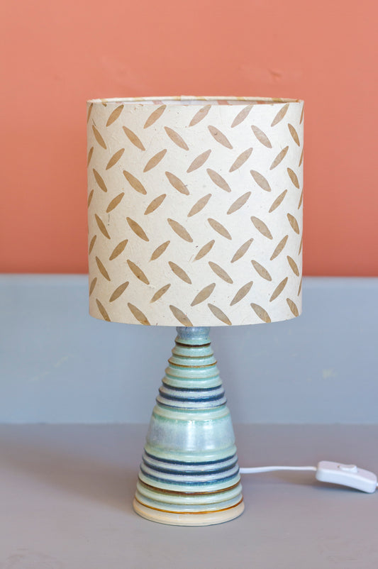 Stoneware Table Lamp Base - Seafoam & Blue - P10 Tread Plate Natural
